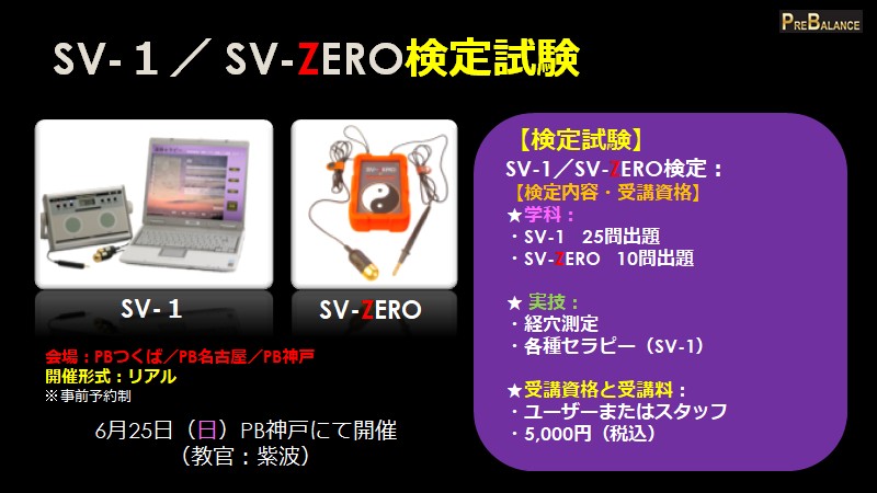 SV-1／SV-ZERO検定